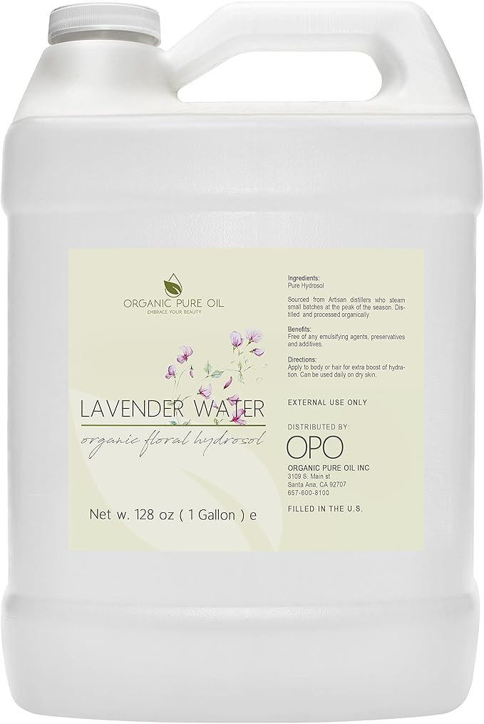 OPO Lavender Water Hydrosol - Pure Steam Distilled Natural Non GMO Calming Bulk Body, Face, Facial Toner, Aromatherapy, Set Makeup, Cleanser Mist Spritz (128 oz / 1 Gallon)-FemmiqueWomen