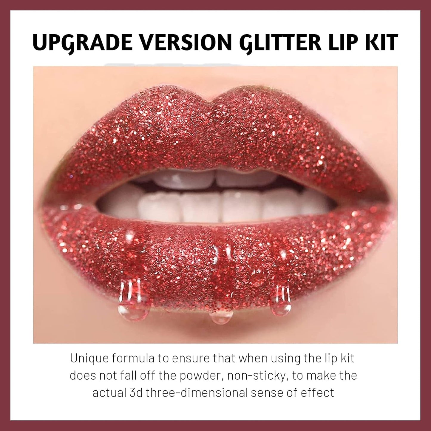 3 Colors Glitter Lip Kit, Diamond and Glitter Metallic Lip Powder with Lip Primer, Waterproof Long Lasting & Smudge Proof, Shimmer Sparkly Glitter Lip Cosmetic without Sticky Flake Off Set A-FemmiqueWomen