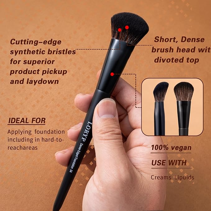 LORYP Black Makeup Brushes Set 21Pcs Powder Blush Foundation Concealer Highlighter Brush Vegan Pro Face and Eye Brush Kit-FemmiqueWomen