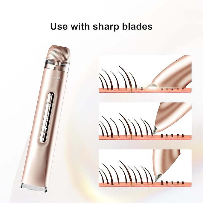 2 in 1 Women's Bikini Line Trimmer & Body Groomer,2025 Upgrade Dual Head Shaver Women, Wet & Dry Waterproof Electric Bikini Trimmer for Face Leg Arm Intimate Areas,Pink Rose-FemmiqueWomen