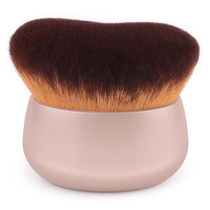 75MM Extra Large Self Tanner Kabuki Makeup Brush – Ultra Soft Dense Vegan Bristles for Body Makeup, Bronzer & Foundation–Applies Tanning Mousse, Lotion & Self Tanner–Khaki, Wet & Dry-FemmiqueWomen