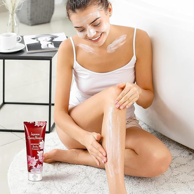 Japanese Cherry Blossom Shower Gel and Body Cream Set - Nourishing and Moisturizing Daily Skincare - 8 fl.oz / 236mL Each, Christmas Gifts for Her and Him (Japanese Cherry Blossom)-FemmiqueWomen