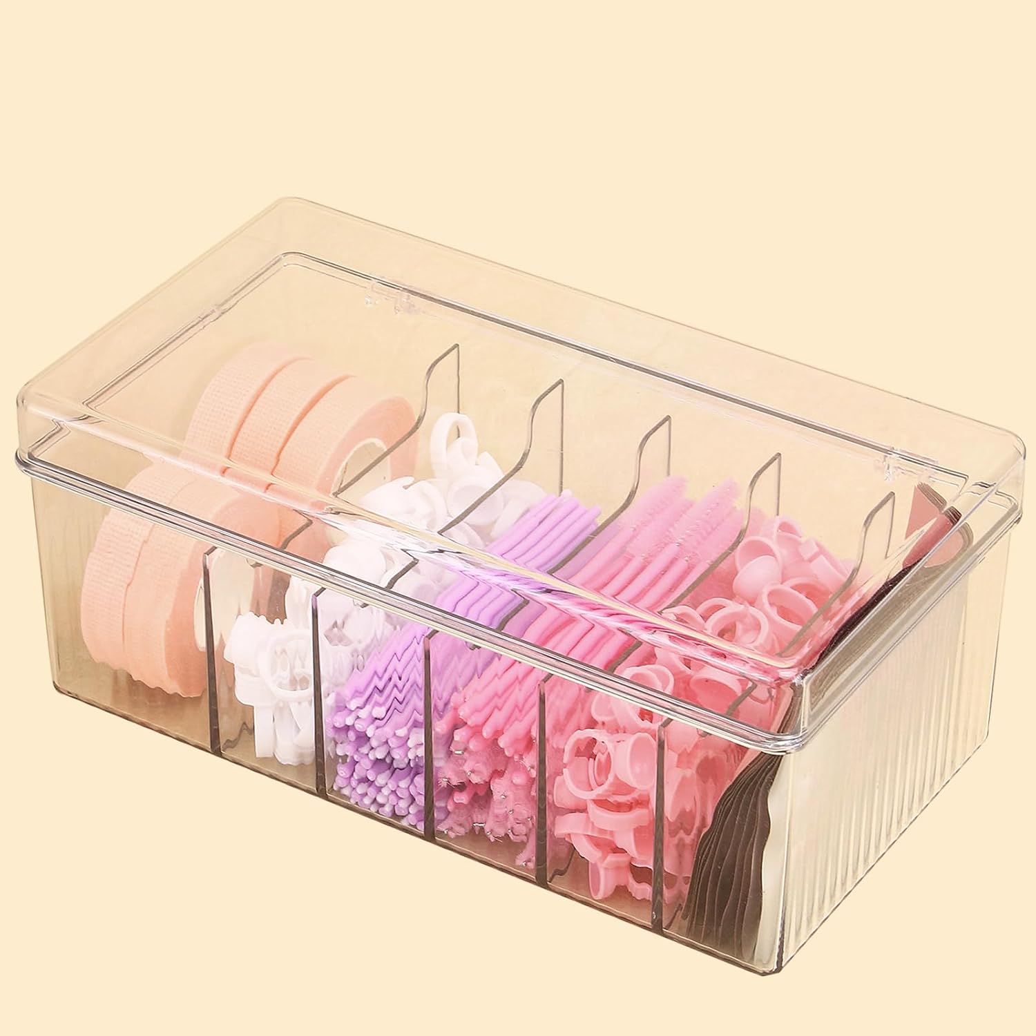 MoyRetty Acrylic Lash Extension Organizer, Large Capacity Eyelash Extension Supplies Storage Container Box, Neatly Store and Organize Your Lash Supplies (Clear)-FemmiqueWomen