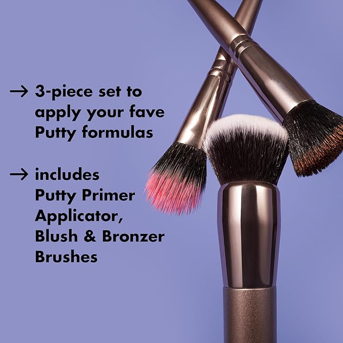 e.l.f. Putty Tools Trio, Set Of 3 Face Makeup Brushes For Putty Products, Helps You Easily Blend Putty Primer, Blush & Bronzer, Vegan & Cruelty-Free-FemmiqueWomen