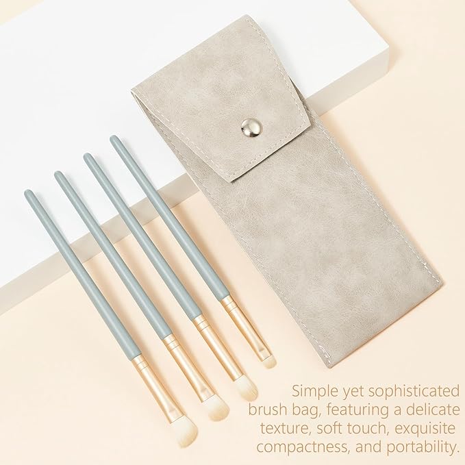 Eyeshadow Makeup Brushes Set with Case 4 PCS Soft Synthetic Hairs Eye Makeup Brushes for Blending Eyebrow Eyeliner Eyeshadow （Lightblue）-FemmiqueWomen