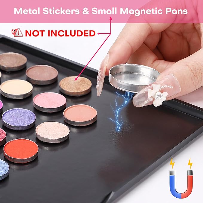 2PCS 9.25"x6.6" Large Empty Magnetic Makeup Palettes, Not Included Metal Sticker/Pans, XL Eyeshadow Pan Dispensing Storage Boxes, Compact & Portable Blush Lipstick Powder Palettes for DIY Cosmetics-FemmiqueWomen