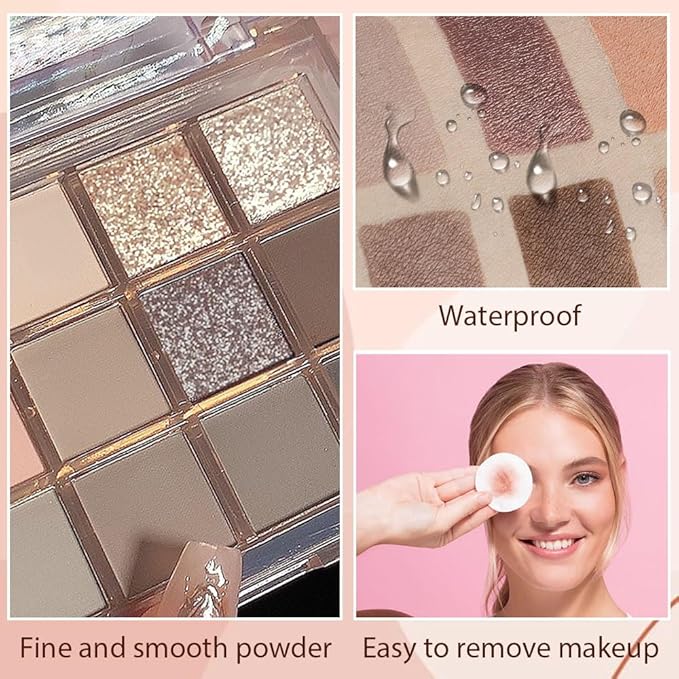12 Girds Colorful Matte Shimmer Eyeshadow Palette for Eye Makeup,High Pigmented Eye Shadow Primers Powder Palet de sombras de ojos 12-A-FemmiqueWomen