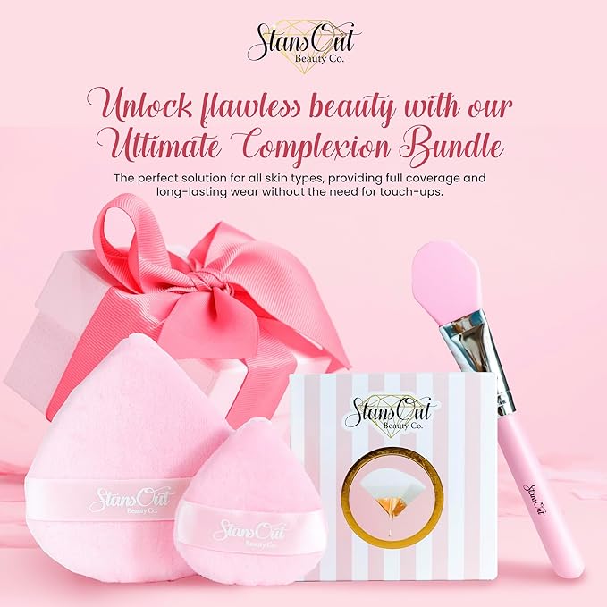 StansOut Ultimate Complexion Bundle: Liquid Foundation Brush, Makeup Brushes for Liquid, Cream, Stick Foundation - Flat, Round, Blender Brushes - 101 Contoured, 108 Straight - Long-Lasting-FemmiqueWomen