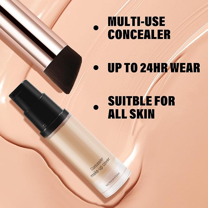 2pcs Liquid Concealer Set with Brush,Full Cover,Concealer Wand with Matte Finish,Corrects，Covers，Long Wear Up to 24hr-FemmiqueWomen