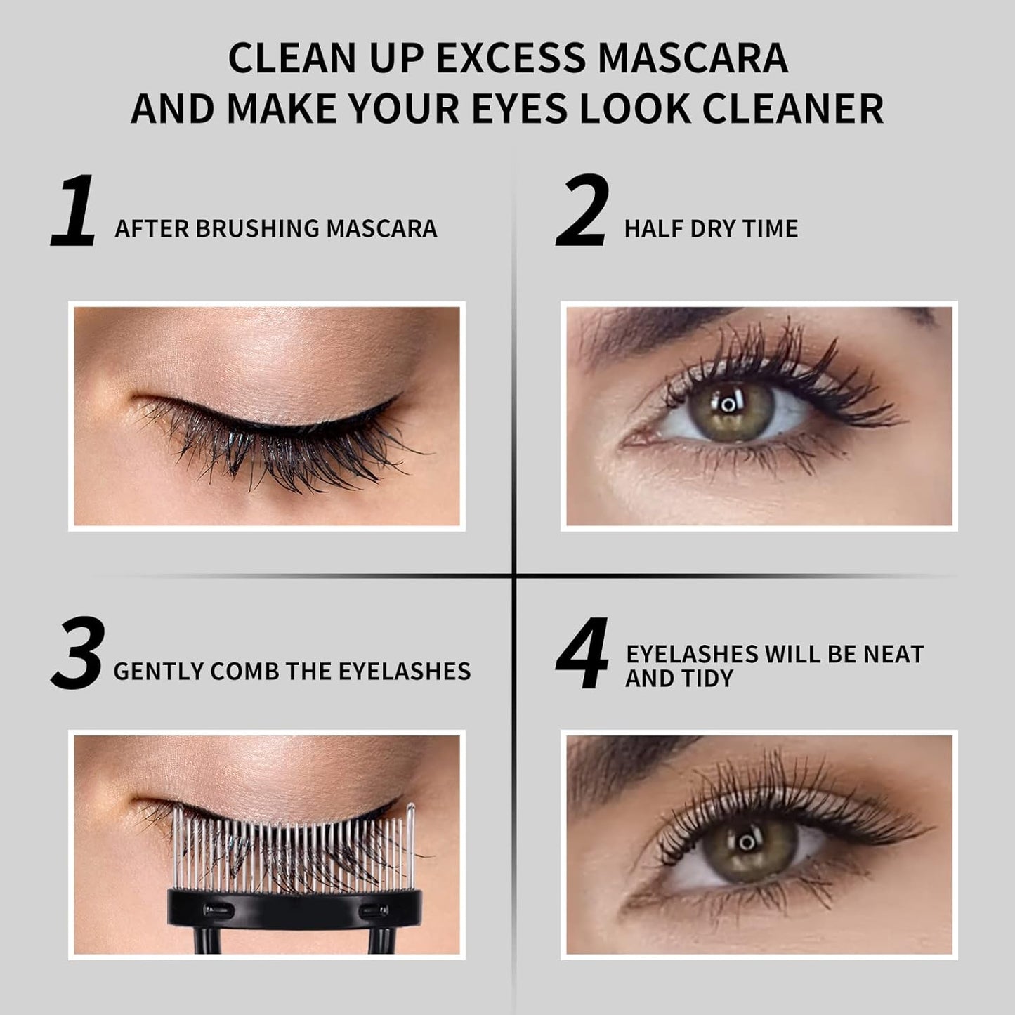 Eyelash Comb Eyebrow Brush DUcare Eyelash Separator Mascara Applicator Eyelash Definer With Comb Cover Arc Designed Cosmetic Brushes Tool Black-FemmiqueWomen