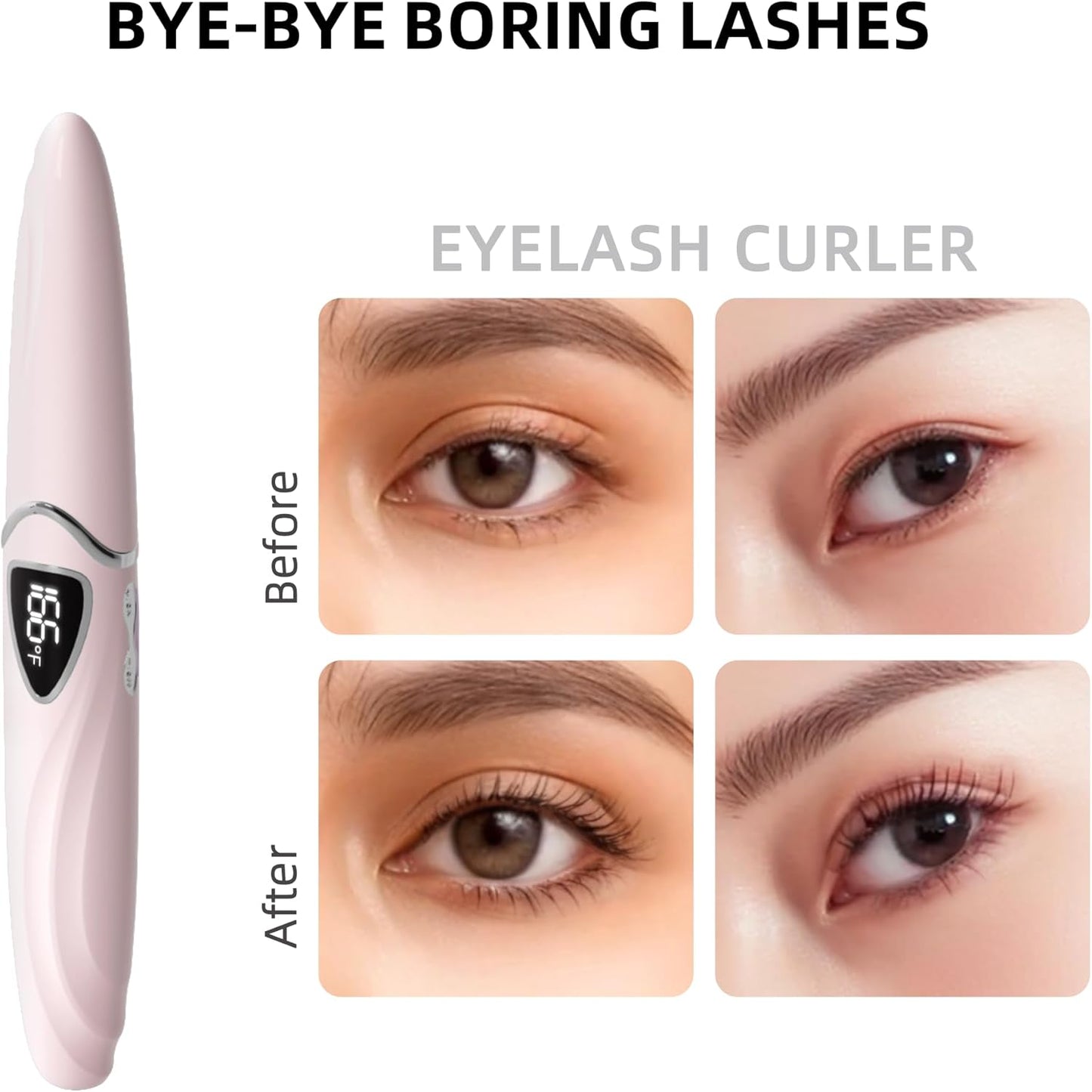 Heated Eyelash Curler, S600 Heated Lash Curler, Accurate Temperature Control Electric Eyelash Curler Heated - Intelligent Power Off, Natural Long Lasting Makeup - Primrose Pink/Silver-FemmiqueWomen
