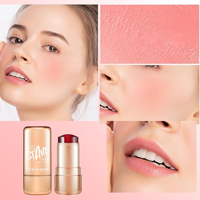 2pcs Jelly Blush Stick, Multi-purpose Lip and Cheek Colour Stick, Jelly Texture Waterproof, Moisturising and Long-lasting, Non-sticky, Create Watercolour Makeup Effect for Women and Girls 2#-FemmiqueWomen