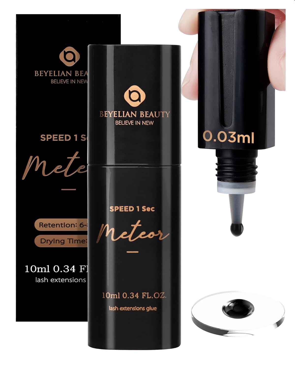 Lash Extension Glue, Professional Eyelash Extension Glue for Volume and Classic Lashes 10 ml, Smart Drop Technology Accurate 0.03 ml, 1S Dry Time, 6-7 Weeks Retention by BEYELIAN-FemmiqueWomen