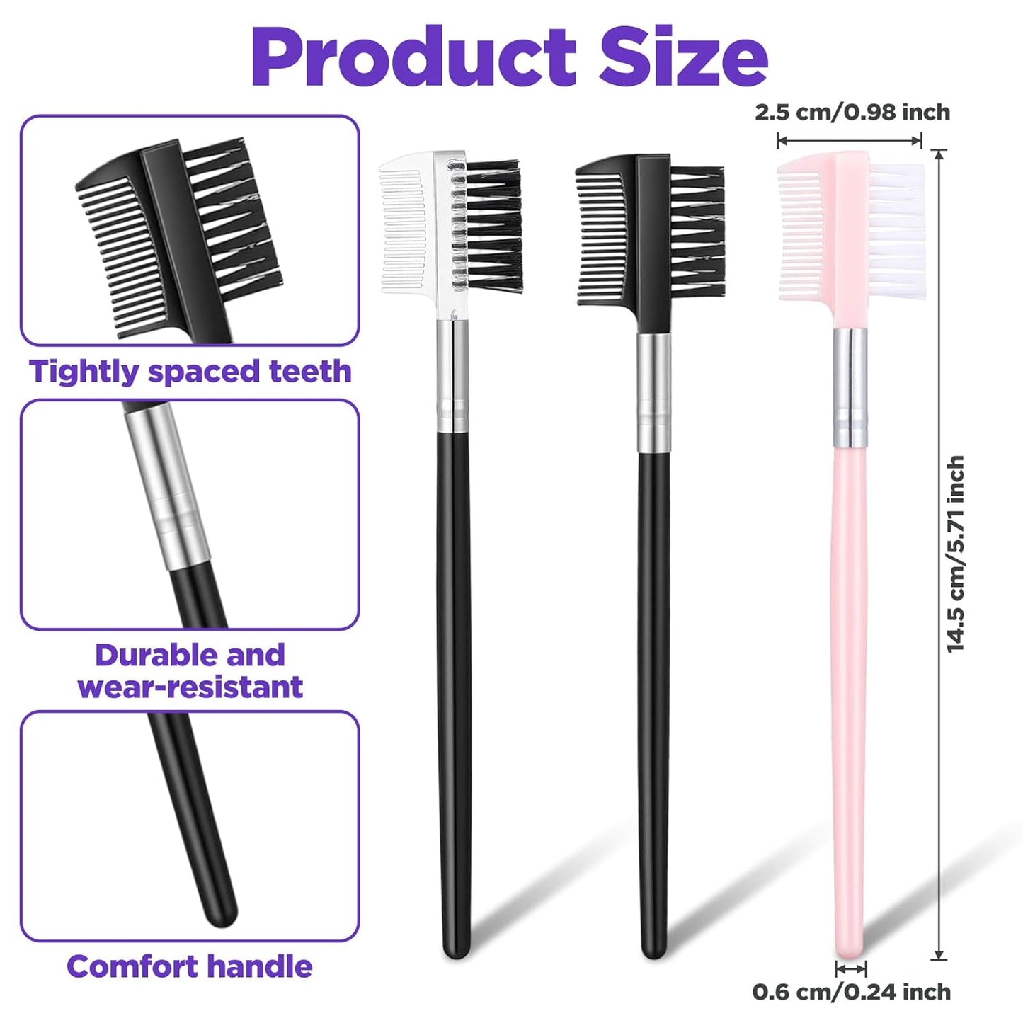 3pcs Eye Lash Brushes Separator, Eyebrow Comb for Women, Dual-Head Eyebrow Brush and Comb for Eliminating Mascara Clumps, Grooming Shaping Brow, Separating Lashes, Eyelashes Extension-FemmiqueWomen