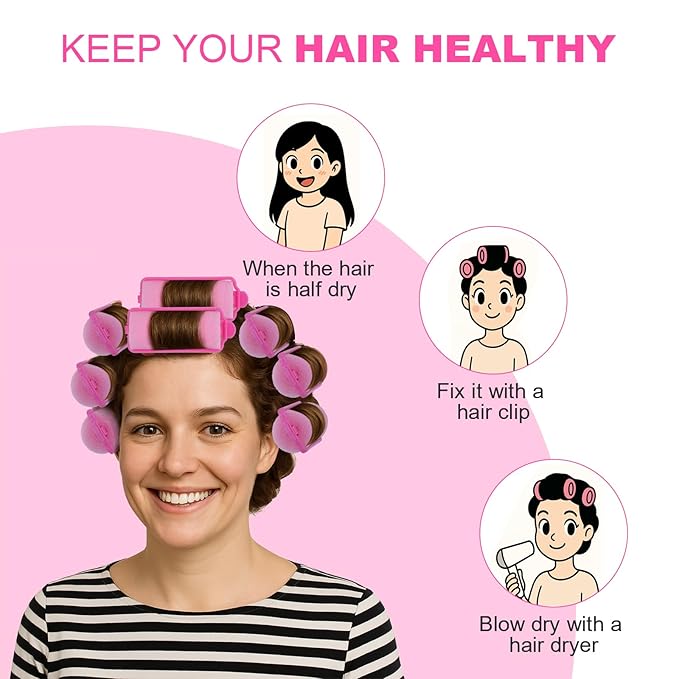 36 Pieces Foam Sponge Hair Rollers - Soft Sleeping Flexible Styling Curlers for Hair Styling (Pink)-FemmiqueWomen