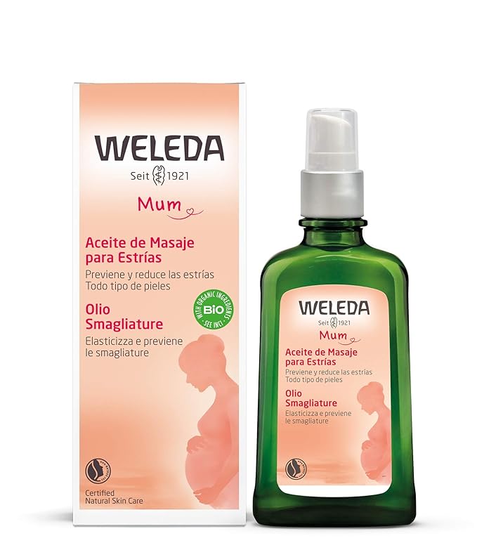 Weleda Stretch Mark Pregnancy Massage Oil, 3.4 Fluid Ounce, Plant Rich Oil with Vitamin E, Sweet Almond, Jojoba and Arnica Oils-FemmiqueWomen