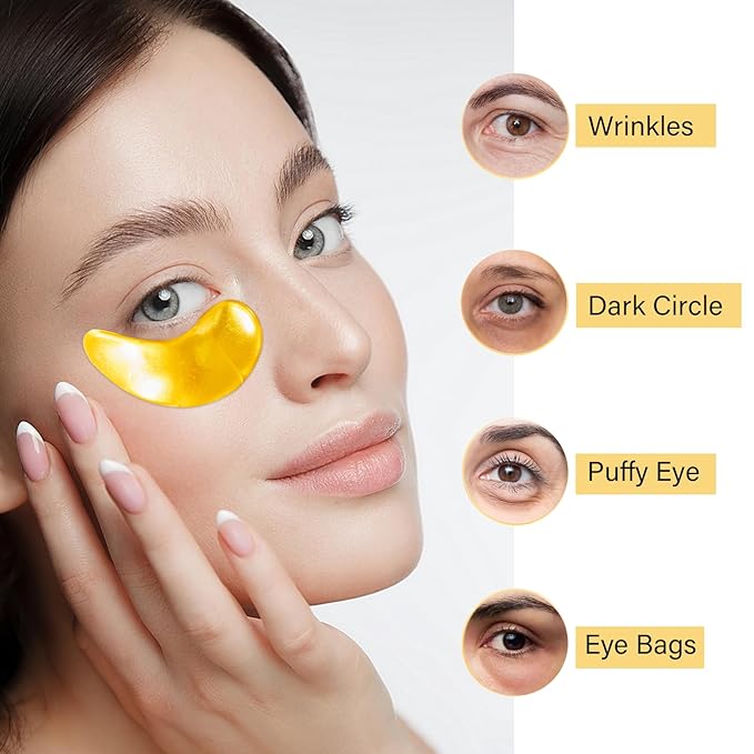 25 Paris Under Eye Patches Eye Mask for Puffy Eyes, Reducing Dark Circles, Anti-Aging & Refreshing, Collagen Eye Mask Eye Pads for Skin Care, 24K Gold-FemmiqueWomen