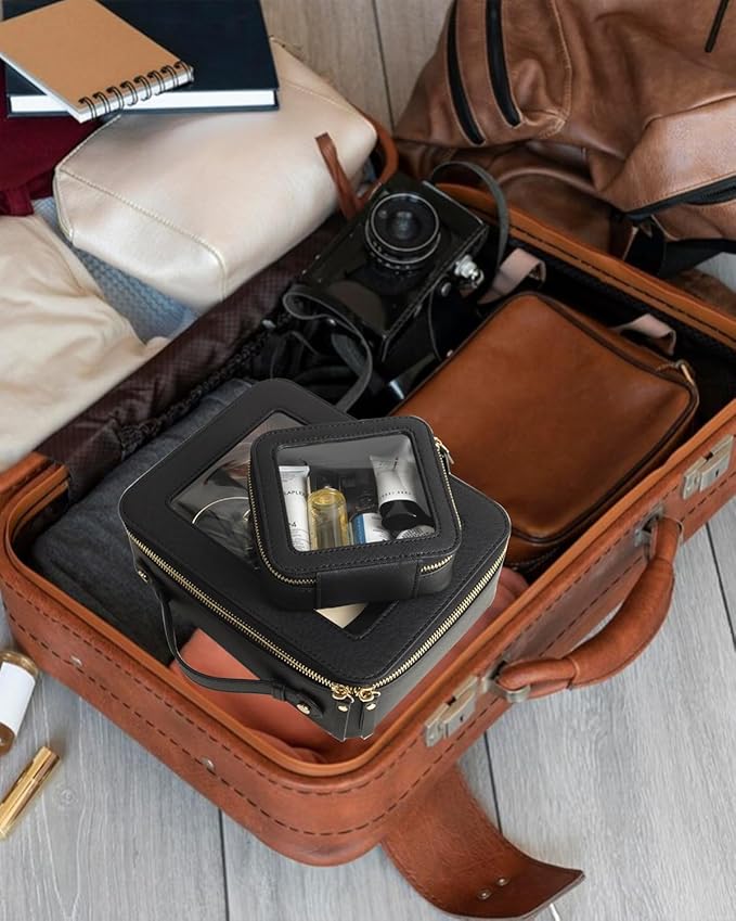 Clear Makeup Bag Small, TSA Approved Portable Toiletry Bag with Zipper Cosmetic Travel Bag Makeup Organizer Case Mini Makeup Pouch for Purse Car Organizer Bag for Women Men-FemmiqueWomen