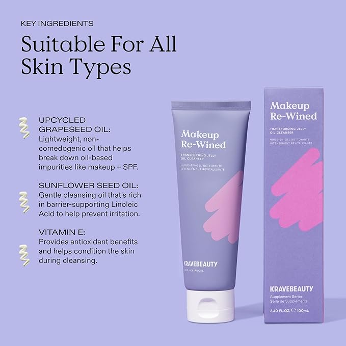 KraveBeauty Double Cleanse Duo, Makeup Re-Wined + Matcha Hemp Cleanser, Gentle Makeup Remover & Hydrating Cleanser, Hydrates and Preps Skin, Vegan & Cruelty Free, 3.38 fl oz 4.05 fl oz-FemmiqueWomen