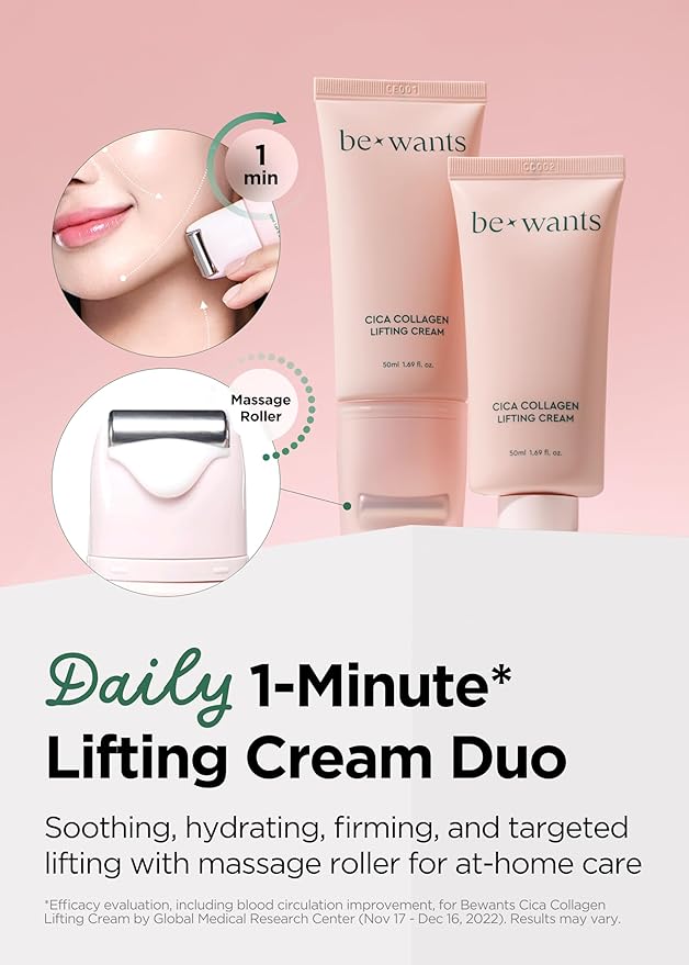 Bewants gua sha neck cream roller, korean neck cream with massage roller, rapid lift neck serum roll on, moisturizer for tightening skin with centella asiatica (2 Pack)-FemmiqueWomen
