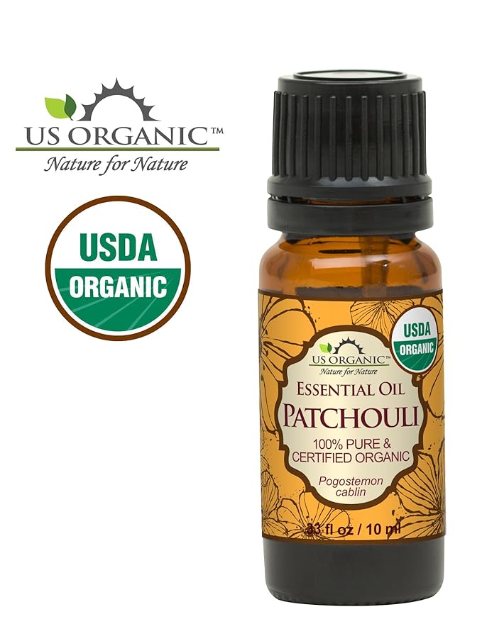US Organic 100% Pure Patchouli Essential Oil - USDA Certified Organic, Steam Distilled - W/Euro droppers (More Size Variations Available) (10 ml / .33 fl oz)-FemmiqueWomen