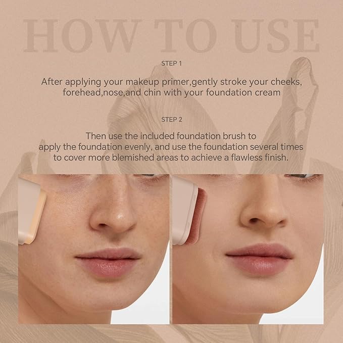 Foundation Stick, Multi-Use Foundation Stick Makeup with Built-In Foundation Brush, Lightweight Buildable Medium-to-Full Coverage, Longwear Contour Stick Foundation Face Stick, Natural Finish-FemmiqueWomen