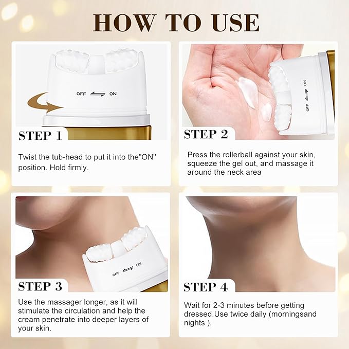 [2025 Upgrade] AH8 Firming Neck Cream with Roller - Tightening & Lifting Cream for Sagging Skin, 8-HA Clockwise Neck Cream for Face & Body Skin Tightening Cream with Massage Roller-FemmiqueWomen