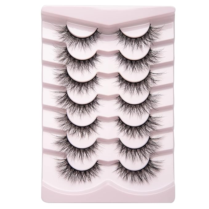 Fake Lashes Natural Wispy Lashes Airy Volume Faux Mink Lashes Fluffy Long False Eye Lashes Sets Pack 18MM Reusable Eyelashes A05-FemmiqueWomen