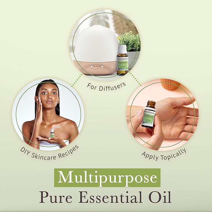 Pranarom USDA Certified Organic Frankincense Essential Oil (5ml), 100% Pure Undiluted Therapeutic Grade from Somalia for Aromatherapy, Diffuser, Skincare, Relaxation, Meditation-FemmiqueWomen