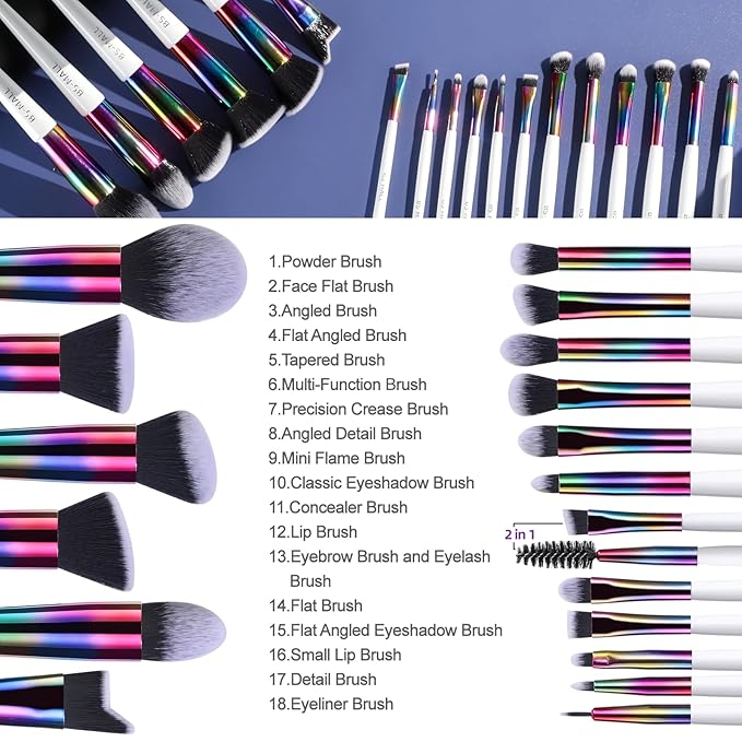 BS-MALL Makeup Brushes Makeup Tools Kit Premium Synthetic Powder Foundation Contour Concealers Lip Brushes Set 18 Pcs-FemmiqueWomen