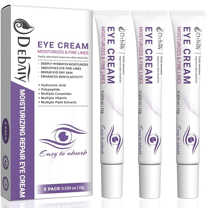 3 Pack Eye Cream Hydrating & Repairing with Hyaluronic Acid & Peptides - Moisturizes, Smooths Fine Lines, Enhances Elasticity (Each 0.529oz | 15g)-FemmiqueWomen