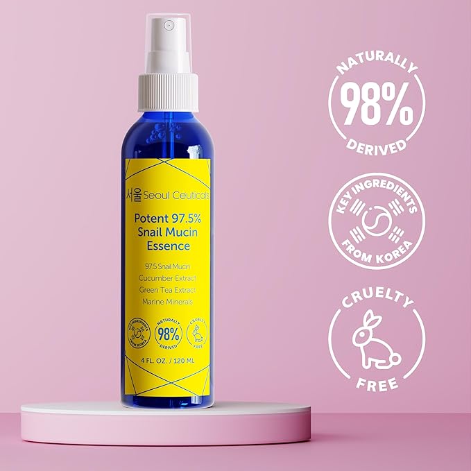 SeoulCeuticals Korean Face Mist 97.5% Snail Mucin Essence - K Beauty Skincare Facial Spray - Cucumber Extract + Marine Minerals + Green Tea + Aloe 4oz-FemmiqueWomen