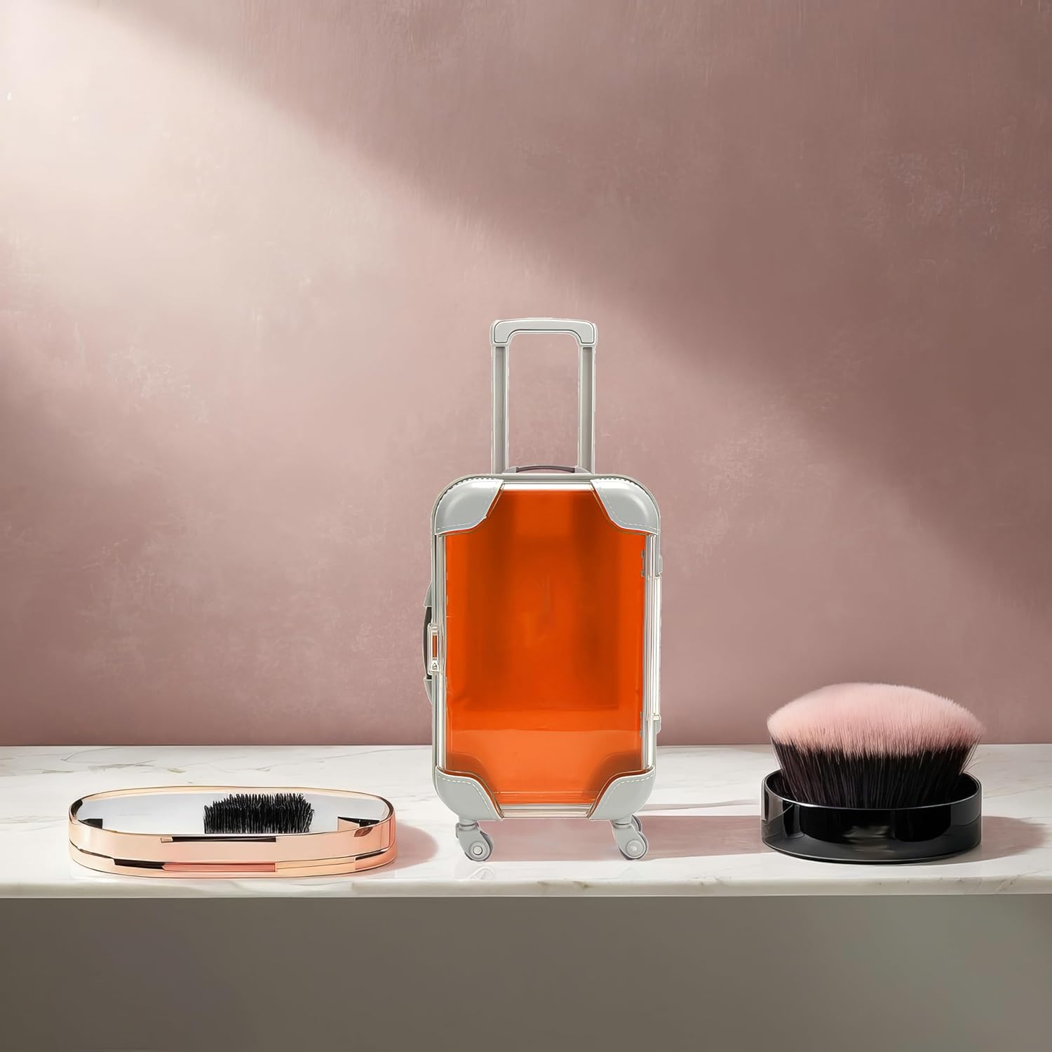 False Eyelash Storage Box, Portable Travel Organizer Mini Luggage False Eyelash Tray Makeup Tool (ORANGE)-FemmiqueWomen