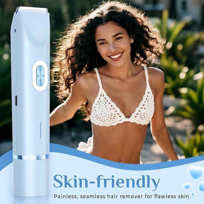 2025 New 2-in-1 Electric Bikini Trimmer for Women - Dual Head Electric Razor,Waterproof Painless Bikini Shaver, Pubic Hair Trimmer for Private Area & Body Hair, Blue-FemmiqueWomen