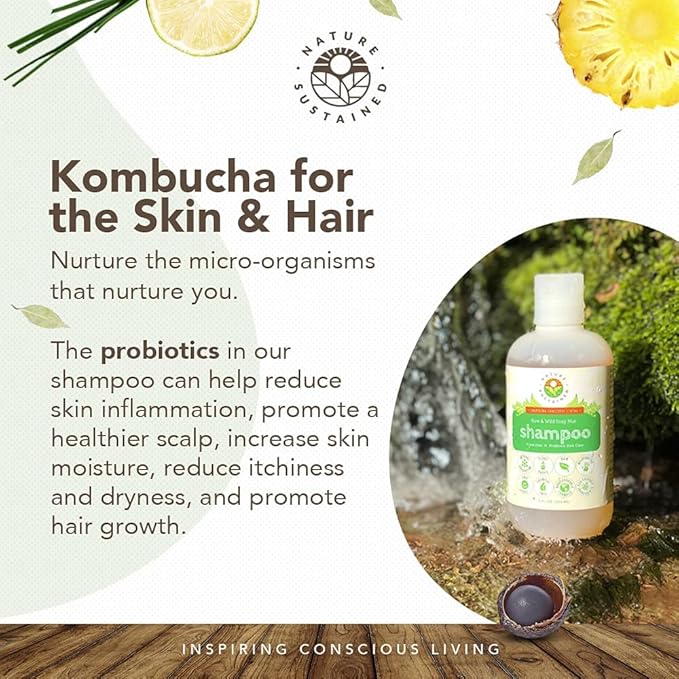 Organic Shampoo - Raw & Wildcrafted with Probiotics, Hypoallergenic Natural & Sulfate Free Shampoo for Sensitive Scalp, Dry Hair, Dandruff, Gallon, Lemongrass-FemmiqueWomen