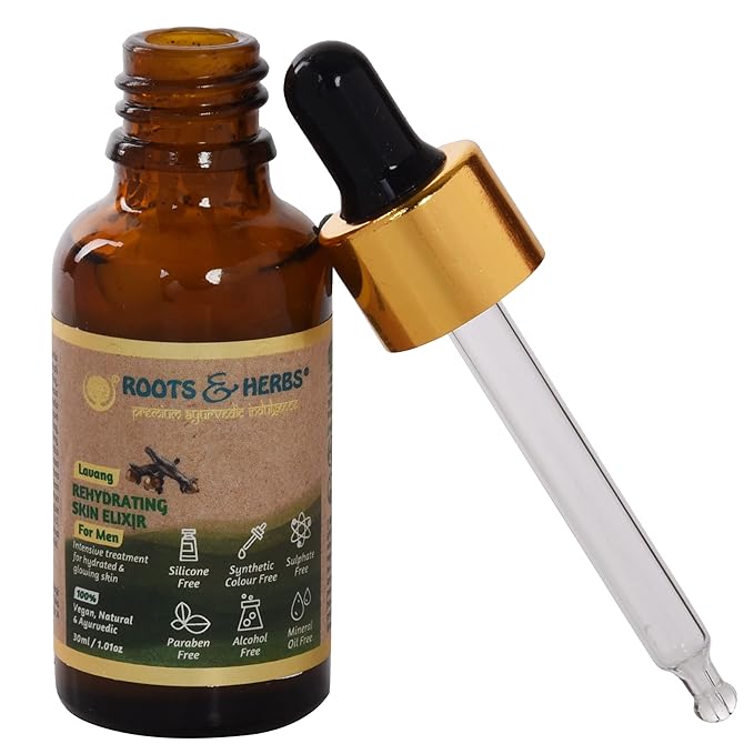 Roots & Herbs Ayurvedic Natural Treatment 100% Vegan No Paraben Lavang Rehydrating Skin Moisturizer Elixir for Men- 50 ML-FemmiqueWomen