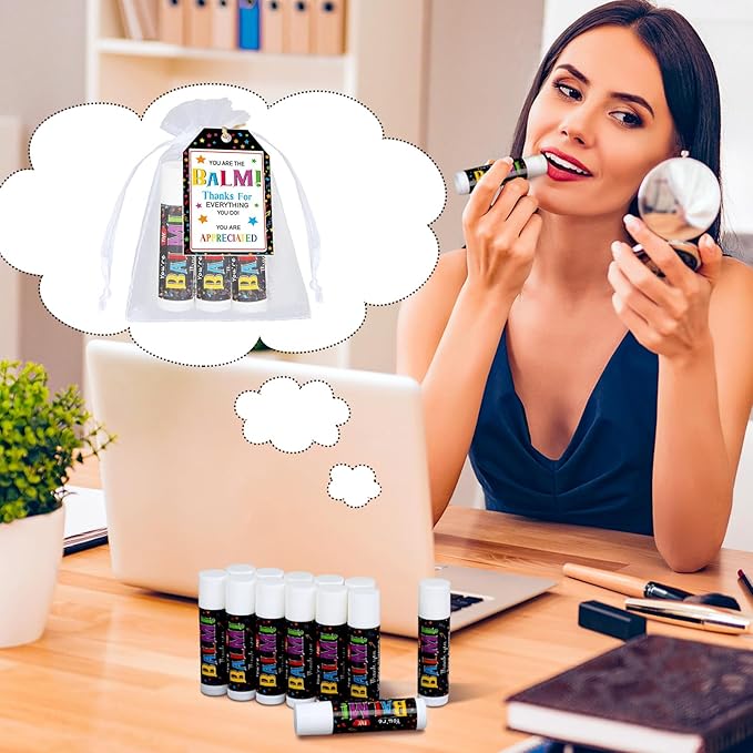 100 Pack Employee Appreciation Gifts Bulk Lip Balms Favors Bulk Small Thank You Gifts Team Appreciation Inspirational Gifts for Women Men Coworkers Staff Teachers Nurses-FemmiqueWomen