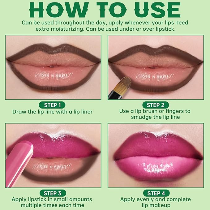 2 in 1 Solid Click Lip Gloss Pen With Brown Lip Liner Set Moisturizing Long Lasting Light Pink High Glossy Jelly Tinted Lip Balm Juicy Buildable Lip Plumper Makeup for Women-FemmiqueWomen