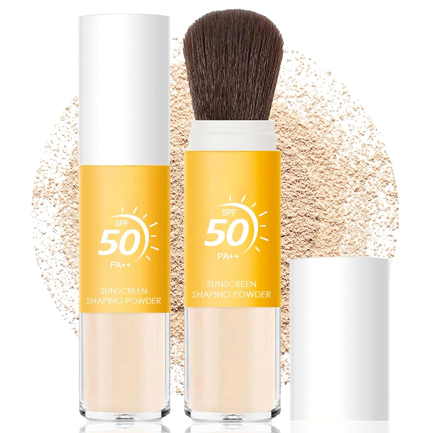 Mineral Sunscreen Setting Powder SPF 50, Sunscreen Powder for Face & Scalp, TranslucentSunscreenPowder with Brush, Oil Control Natural Matte Finish LoosePowder, Lasting Lightweight Breathable-FemmiqueWomen