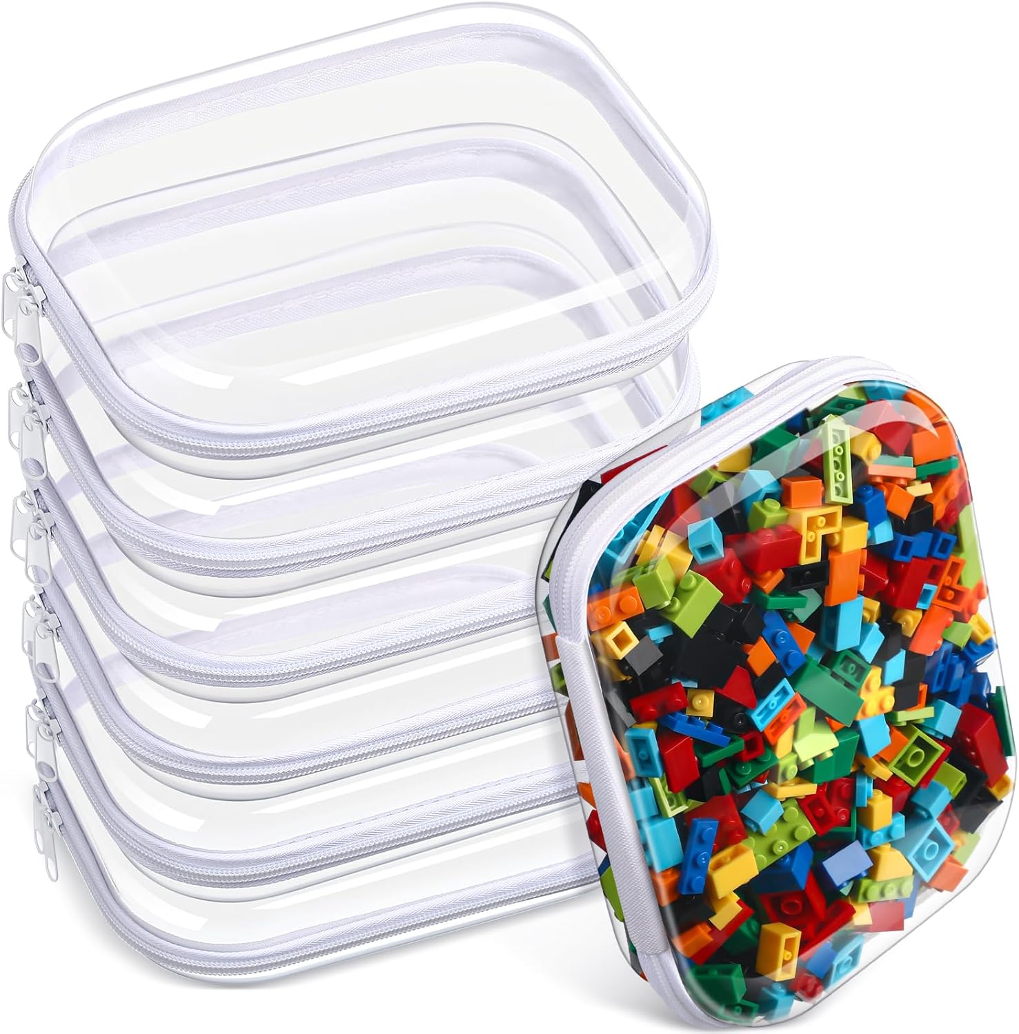 Sanwuta 6 Pcs Clear Hard Zipper Case Pencil Pouches Hard Plastic Zipper Pouches Makeup Bag Transparent Cases for Snacks Plastic Storage Organizer Box for Travel-FemmiqueWomen