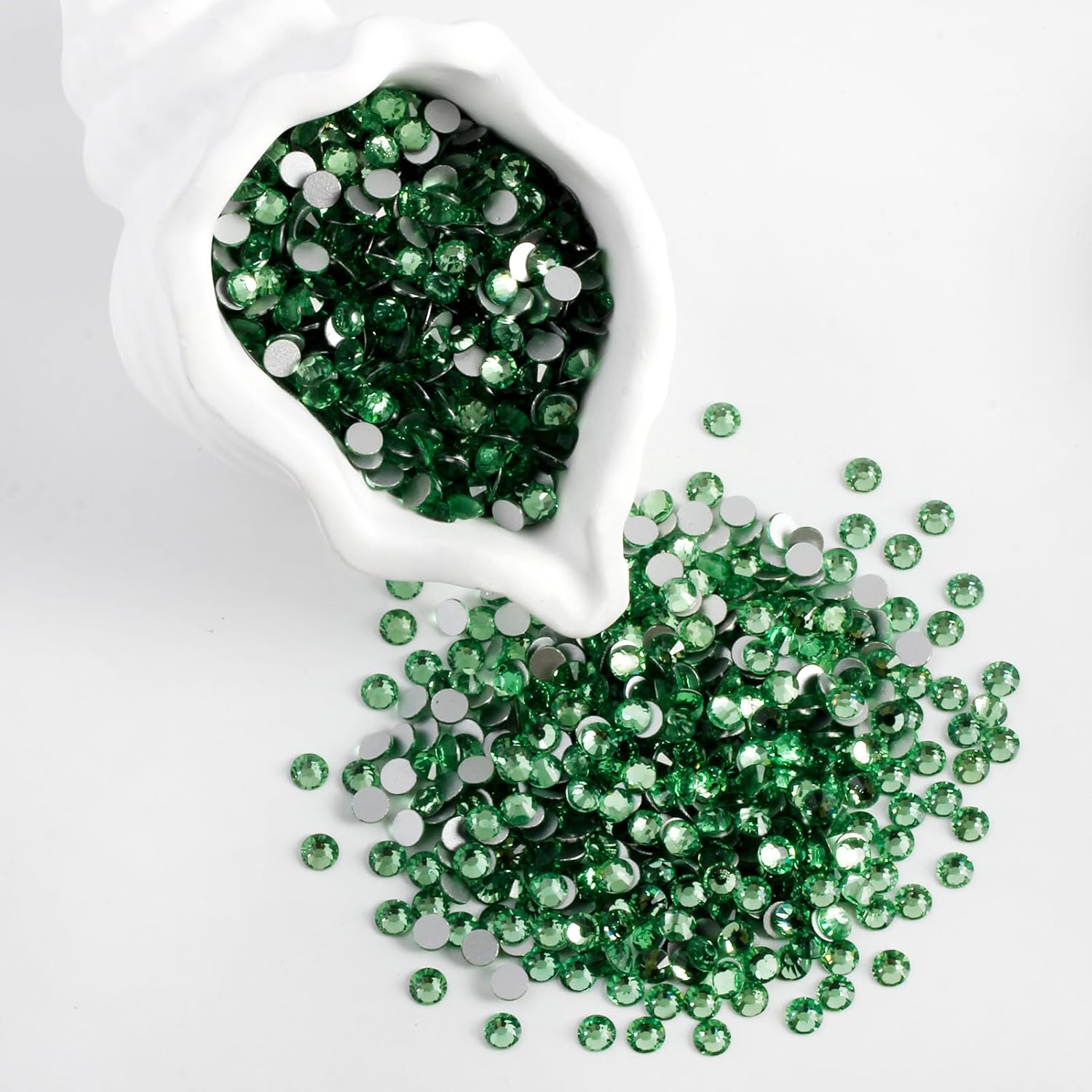 3000 PCS SS8 Flatback Rhinestones,12-Facet Diamond-Cut Glass Gems for Nail Art,Clothing,DIY Crafts,Glue-On Decoration Stones with Silver Backing,Peridot-FemmiqueWomen