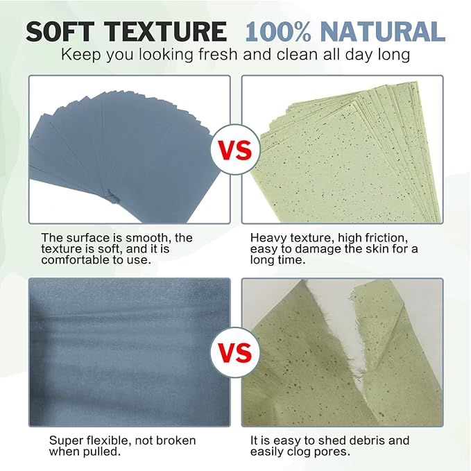 Natural Bamboo Charcoal Oil Absorbing Tissues - 4pk/400 Oil Blotting Sheets For Face, Oil Control Film, Oil Absorbing Sheets, Makeup Friendly-FemmiqueWomen