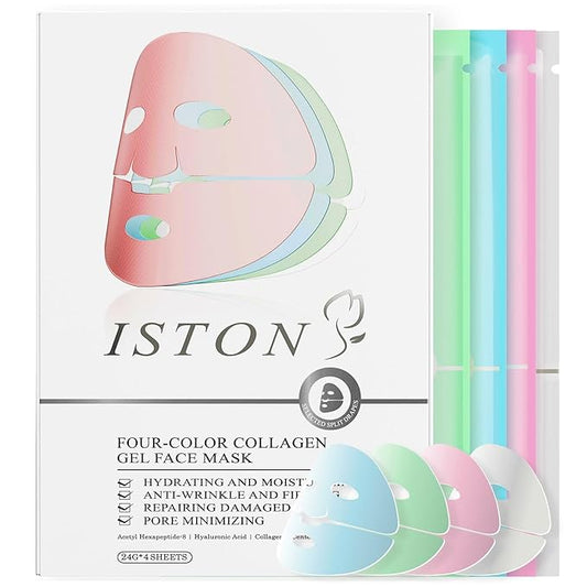 ISTON 4-in-1 Bio-Collagen Real Deep Mask Set -Plump Sagging Skin,Deep Hydration,Soothe & Repair,Nourish & Firm, Overnight Hydrogel Mask for All Skin Type-FemmiqueWomen