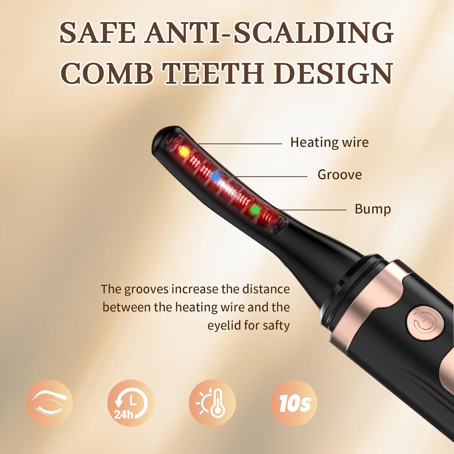 Heated Eyelash Curler-USB Rechargeable Electric Eyelash Curler- Eyelash Curlers Heated 4 Temperature Modes Fast Heat Up Within 3s - 24 Hours Long Lasting- with Led Display for Women Girls(Black)-FemmiqueWomen