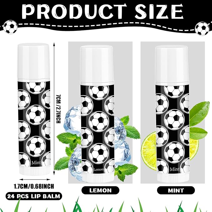 24 Pcs Soccer Lip Balm Soccer Team Gifts Soccer Party Favors Soccer Lip Balm Gift for Soccer Team Soccer Party Guest Supplies-FemmiqueWomen