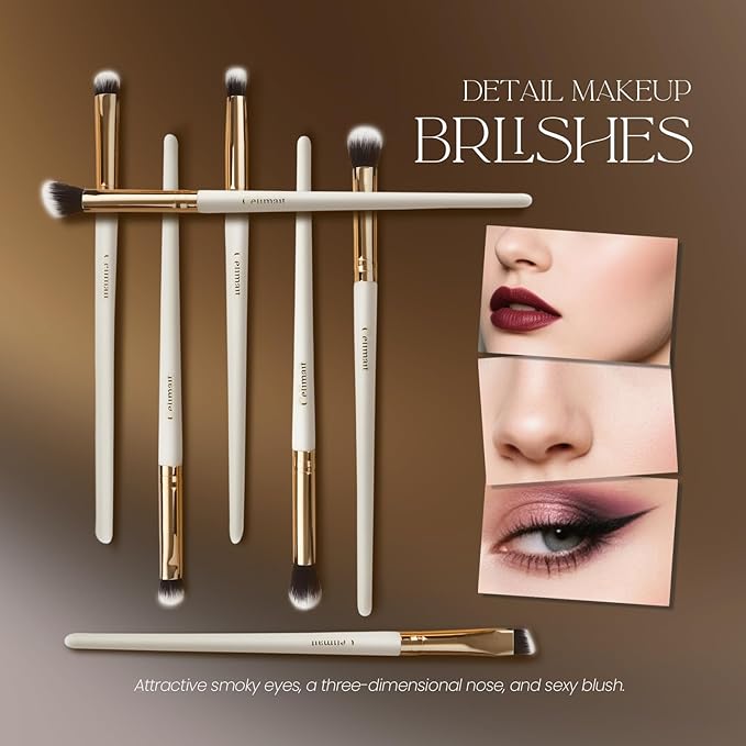 Makeup Brushes Set 12 Piece Professional & Beginner Friendly, Soft Synthetic Bristles for Face Eyeshadow Blending, Easy to Clean Travel Ready with Case, Ergonomic Wooden Handle Hypoallergenic (White)-FemmiqueWomen