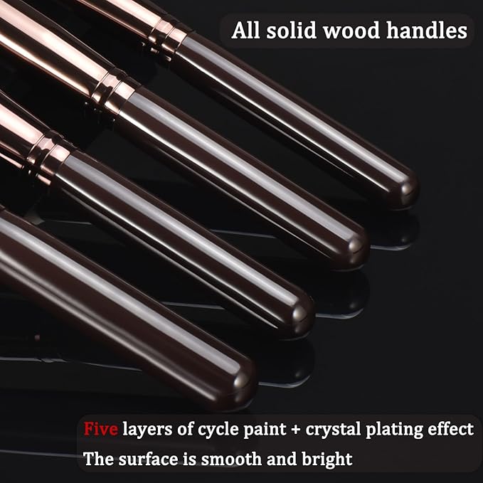 10 Piece Black brown Makeup Brushes and 10 Piece Makeup Sponge – Wooden Handle,with Soft Synthetic Bristles,|Professional Makeup Brushes set for Women & Girls|-FemmiqueWomen