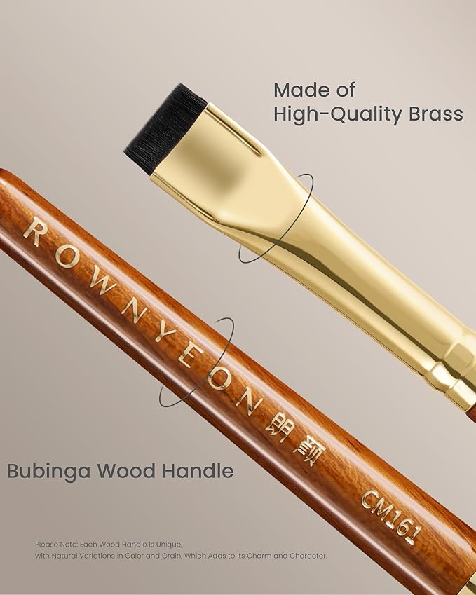 Desert Oak Series Precision Thin Eyeliner Brush - Dual-Ended Angled & Concave Tips for Winged Lines/Tightlining, Gel & Liquid Liner Compatible, Ebana Handle (CM 161)-FemmiqueWomen