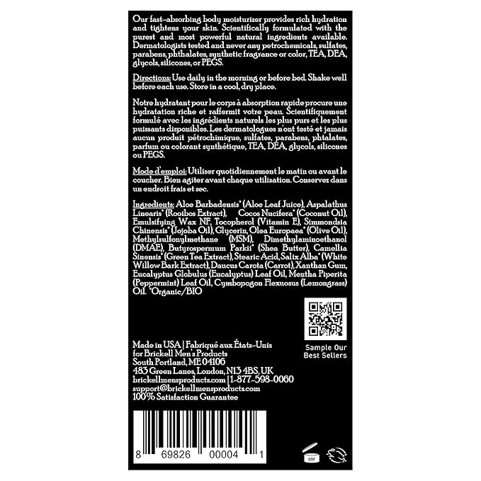 Brickell Men's Deep Moisture Body Lotion for Men, Natural and Organic Protects and Hydrates Dry Skin, 8 Ounce, Scented-FemmiqueWomen