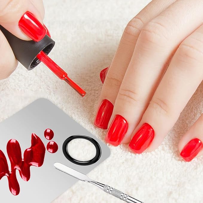 2 Sets Foundation Palette Makeup Mixing Palette Stainless Steel Cosmetic Mixing Palette with Spatula Makeup Artist Tool for Mixing Foundation Eye Shadow Eyelash Nail Art (4.52 x 2.99 inch)-FemmiqueWomen